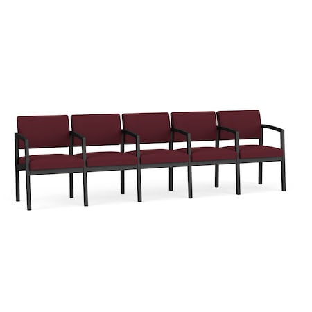 Lesro Lenox Steel 5 Seater with Center Arms, Wine/Mulberry (Red) Seat, Wine/Mulberry Back, 106.5 W 24.5 L LS5103